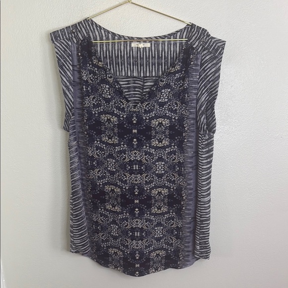 Maurices Navy and Lilac Patterned Blouse - Picture 1 of 4